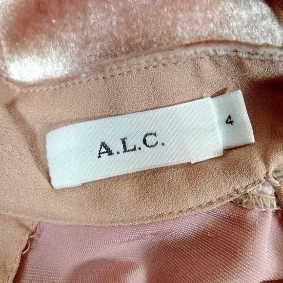 Revolve | A.L.C. ‘Blaise’ Blush Pink Velvet Relaxed Choker Collar Keyhole Top - Picture 8 of 10